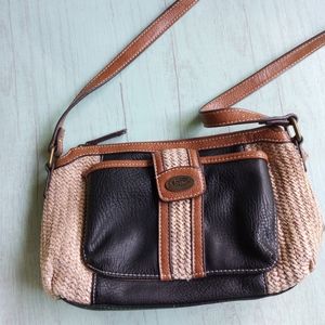 BOC Straw Leather Crossbody Shoulder Bag Purse